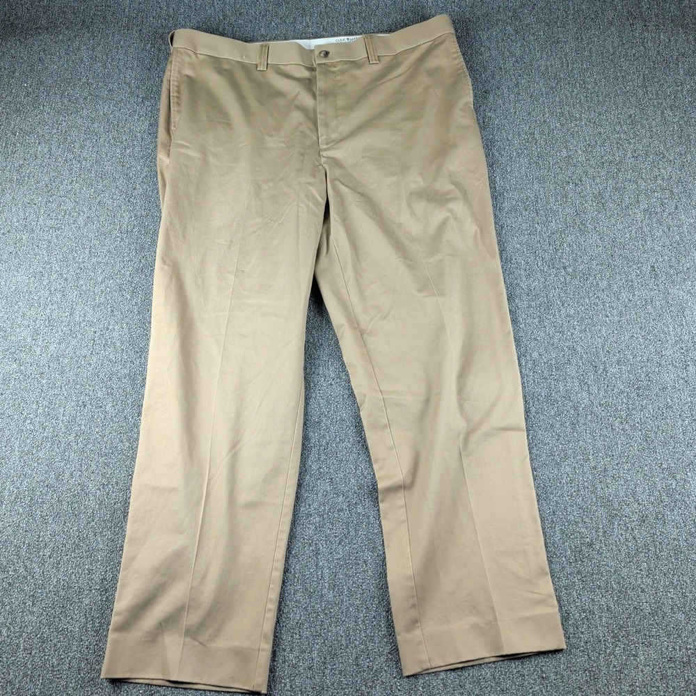 Oak Hill Premium Pant Size 46 Mens Khaki Chino Trousers Tan Flat Front Straight — photo 2